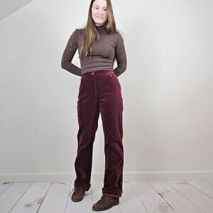 Vintage 90s Y2K Velvet Pants Maroon 30" Tall